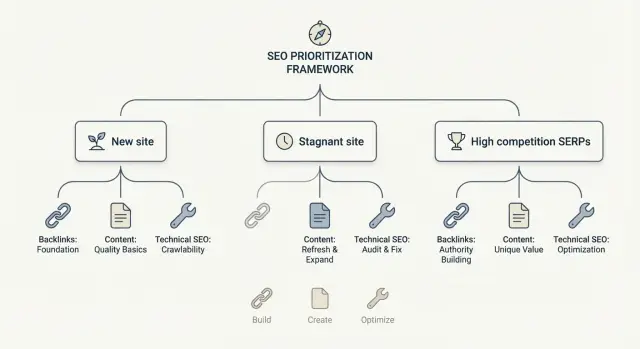 Enlaces vs contenido vs SEO técnico: ¿dónde invertir primero?