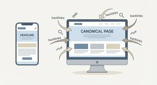 Backlinks para páginas de aterrizaje de apps móviles: una URL canónica
