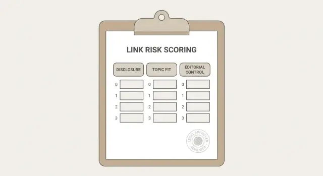 Puntuación de riesgo de enlaces compatible con cumplimiento: una rúbrica legal sencilla