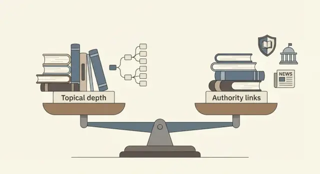 Autoridad temática vs poder de enlaces: equilibrar profundidad y enlaces de autoridad