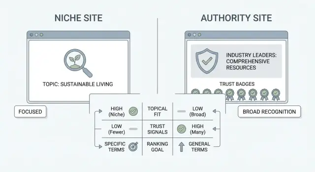 Sitios de nicho vs sitios de autoridad: cómo elegir con confianza