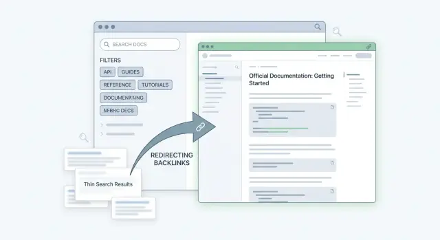 Backlinks a páginas de documentación: evita URLs de búsqueda y filtrado